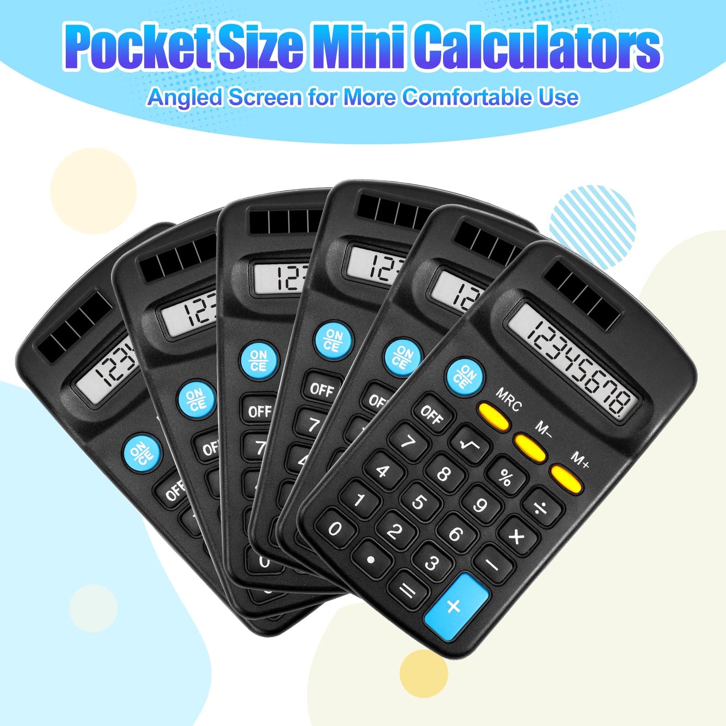 Loccmat 24 Pieces Pocket Calculator,Pocket Size Mini Calculators,Solar Battery Dual Power Function Calculator,8 Digit Display Basic Calculator