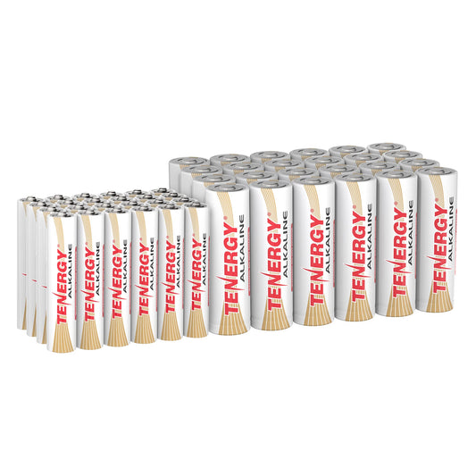 Tenergy 24 Pack AA and 24 Pack AAA 1.5V Alkaline Batteries, High Performance AA/AAA Non-Rechargeable Battery for Clocks, Remotes, Toys & Electronic…