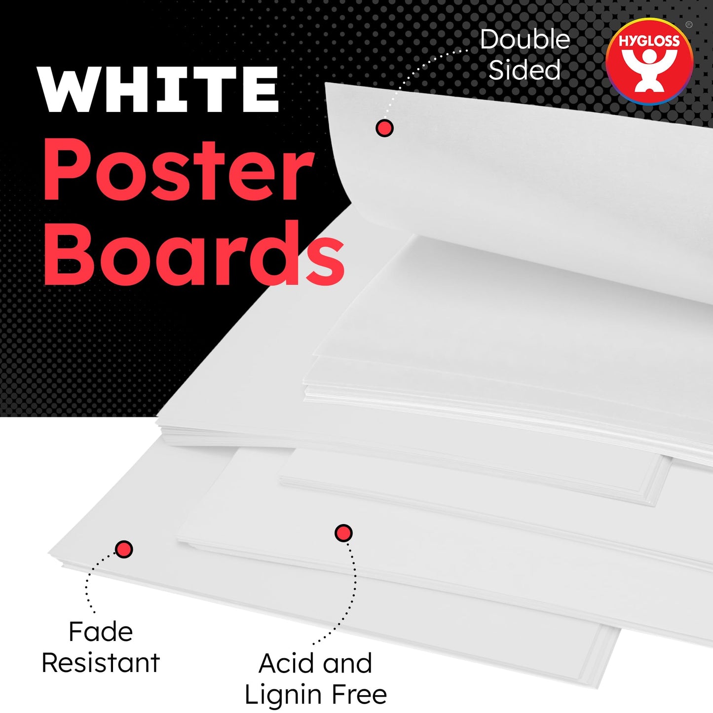 Hygloss Large Poster Board 22x28 - 100 Count Bulk Pack - 10 Pt. Thickness White Poster Board Paper for Projects, Presentations, Displays, Signs