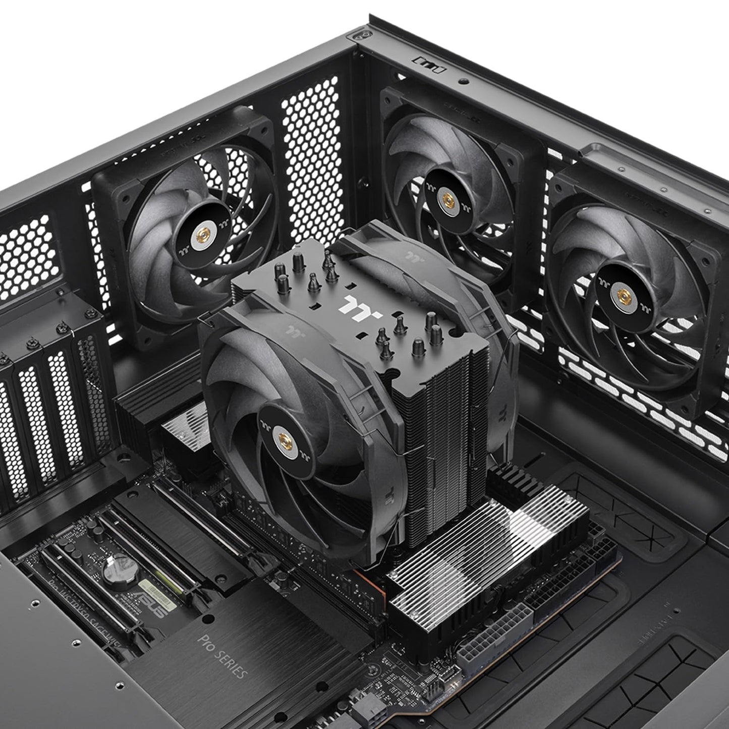 Thermaltake WAIR CPU Cooler; Six ?6mm Copper Heat Pipes; 2x140mm PWM Fans; 500~1500RPM; Single Tower; LGA 4677 & sTR5/SP6; 500W TDP; Black