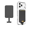 Wuwedo for MagSafe Wallet with Anti-drop Tail, 3 Card Holder, Slim Magnetic Phone Wallet for iPhone MagSafe Cases, Vegan Leather, Black