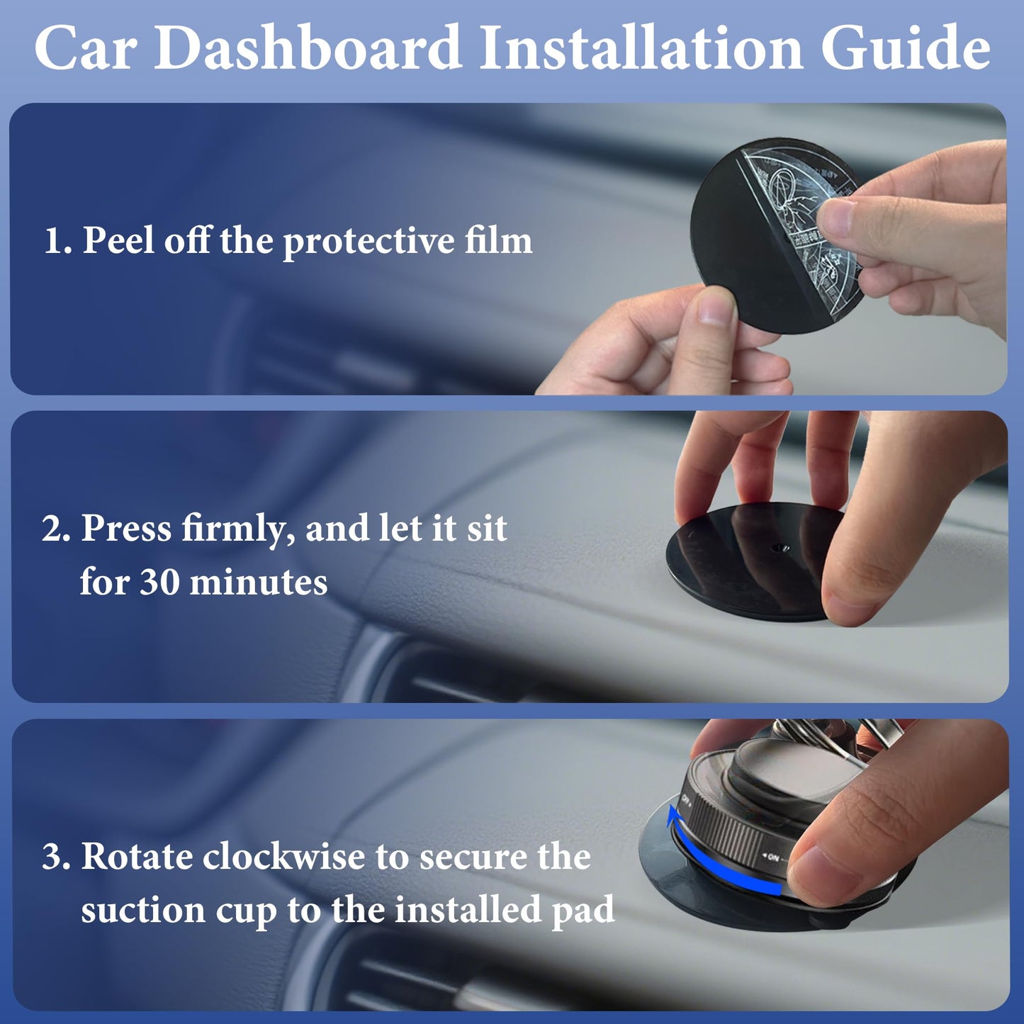 LONGQUAN Upgraded 360° Vacuum Magnetic Car Phone Holder, Strong Suction Cup Phone Mount [89+LBS Suction & 2600gf Magnetic], Foldable Portable Cell