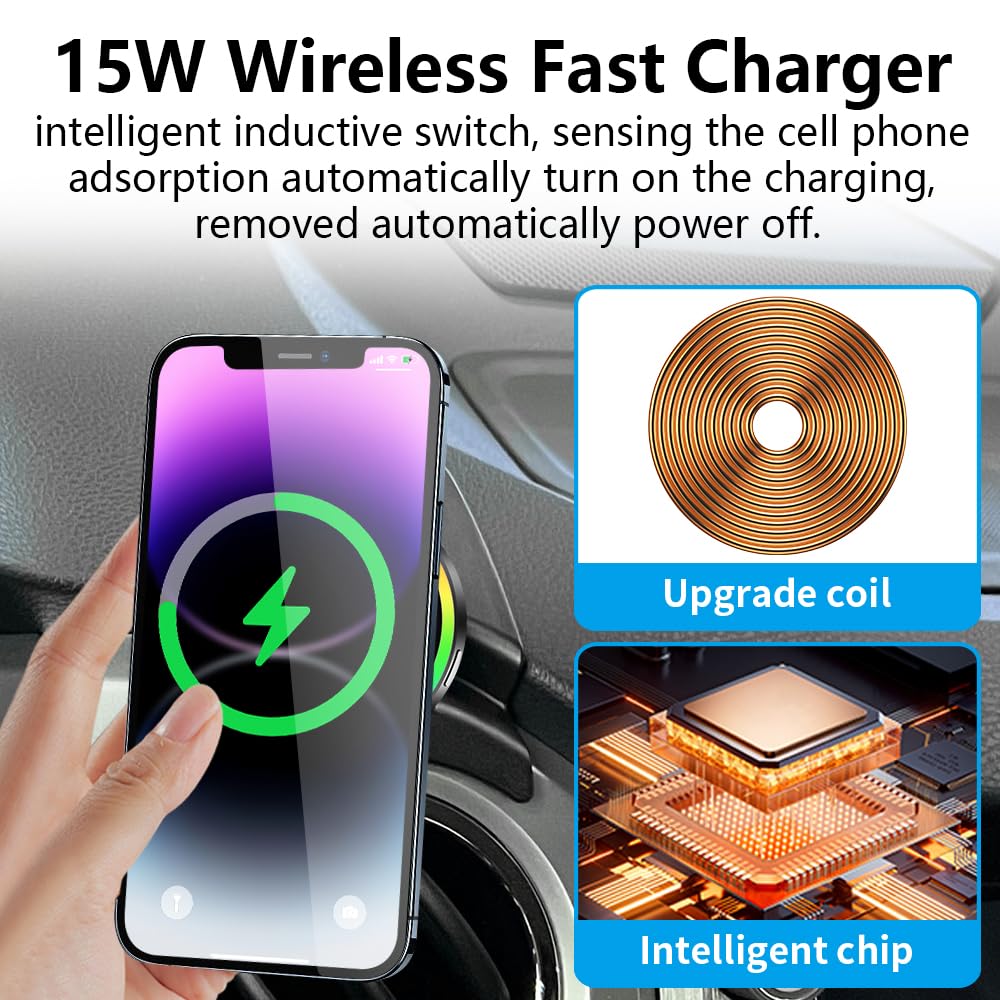 LUNQIN Car Magnetic Phone Mount for Toyota Tundra 2014 2015 2016 2017 2018 2019 2020 2021 Auto Interior Accessories Best Cellphone Holder Fast 15W