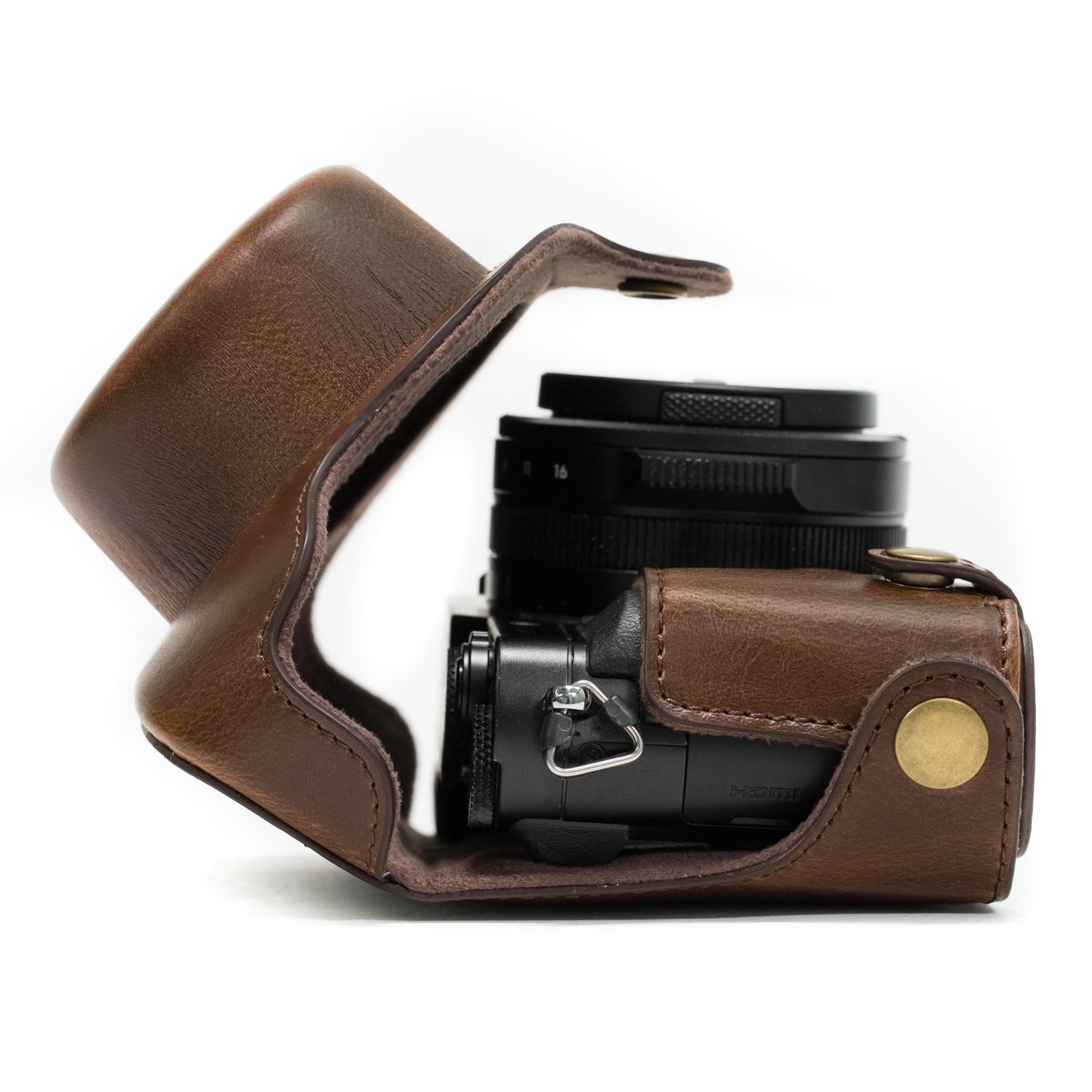 MegaGear "Ever Ready" Protective Leather Camera Case, Bag for Panasonic LUMIX LX100, DMC-LX100 Camera (Dark Brown)