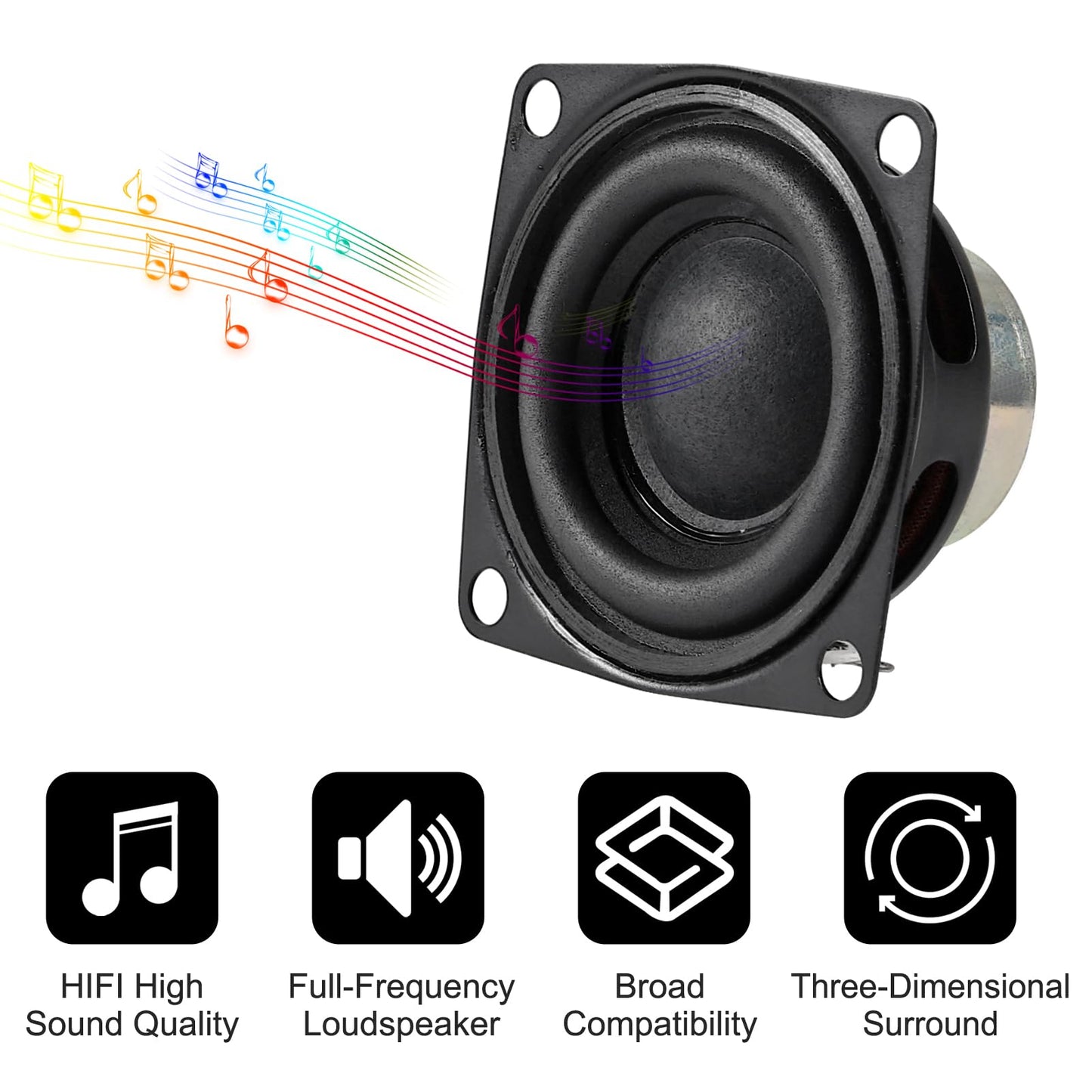 ACEIRMC 8pcs 2inch 4Ohm 10W Full Range Audio Speaker Stereo Woofer Loudspeaker for Arduino (8pcs)