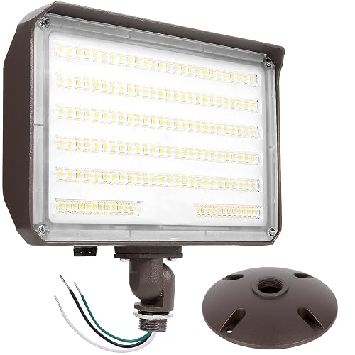 Paktonvo 100W LED Flood Light with Knuckle, Outdoor Flood Light Dusk to Dawn Photocell 5000K 14000lm AC100-277V Equivalent 1000W, ETL Waterproof Wall