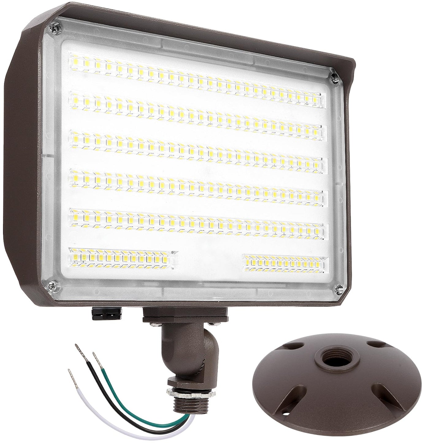 Paktonvo 100W LED Flood Light with Knuckle, Outdoor Flood Light Dusk to Dawn Photocell 5000K 14000lm AC100-277V Equivalent 1000W, ETL Waterproof Wall