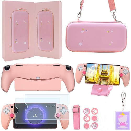 GUTIAL Accessories kit for Ps Portal - Cute Girly Kawaii PS5 Portal Accessories Bundle for Girls with Carry Case Protective Cover Screen Protector
