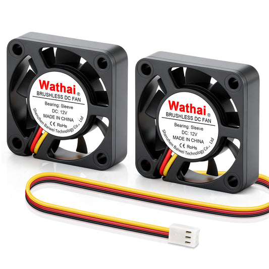 Wathai 2 pcs 40mm x 10mm DC Brushless Fan 12V 3Pin Cooling for 3D Printing, PC Computer Case, CPU Replacement, Graphics Card, Raspberry PI