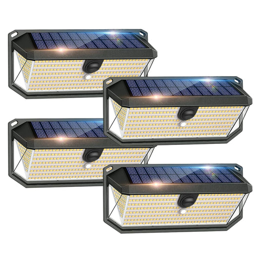 SyouHome Solar Lights Outdoor, 4000LM 380 LEDs Solar Motion Lights Outdoor Waterproof, 3 Modes 270° Wide Angle Security Light for Stairways/Front