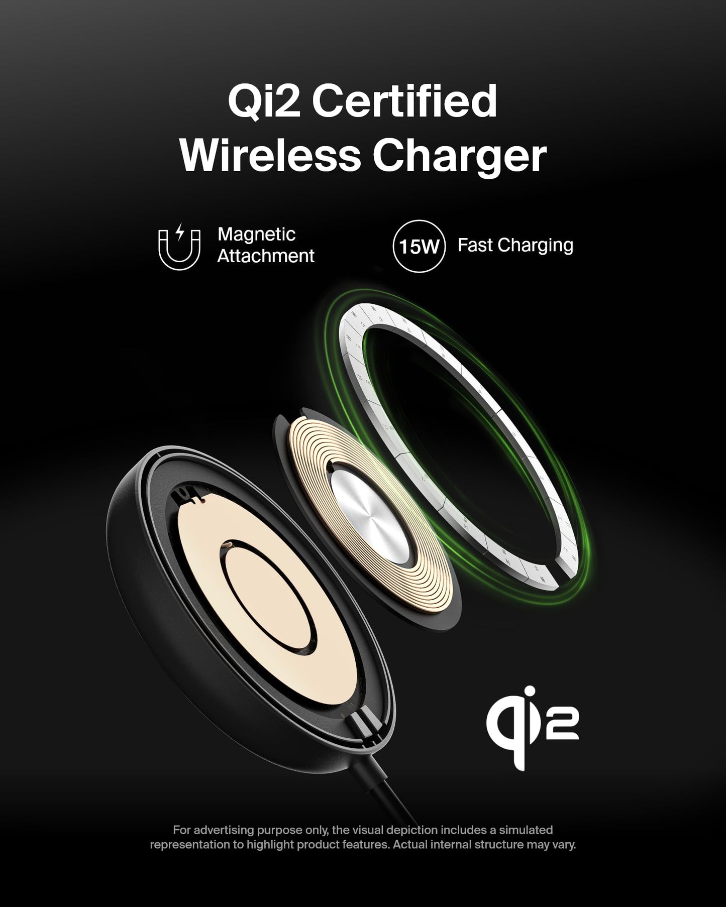 Belkin Magnetic Wireless Charging Pad Qi2 15W w/Kickstand - MagSafe-Compatible Qi2-Certified Wireless Charger for iPhone 17 Series, Samsung Galaxy S25