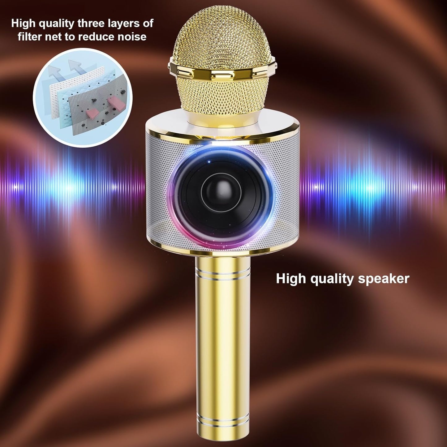 voijump Wireless Bluetooth Karaoke Microphone 2 Pack, 4-in-1 Handheld Mic Speaker for Singing, Karaoke Machine for Phone Android PC, Great Birthday