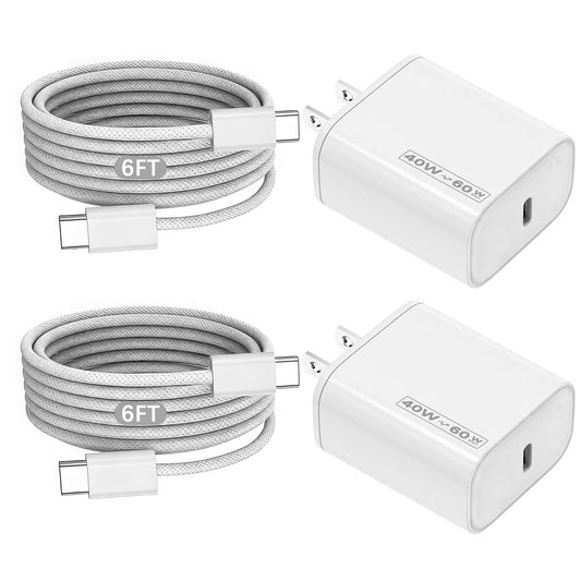 iPhone Charger Fast Charging [Apple MFi Certified],2Pack 40W-60W USB C Charger Block Dynamic Power Adapter 6FT iPhone Charger Woven Cable Cord