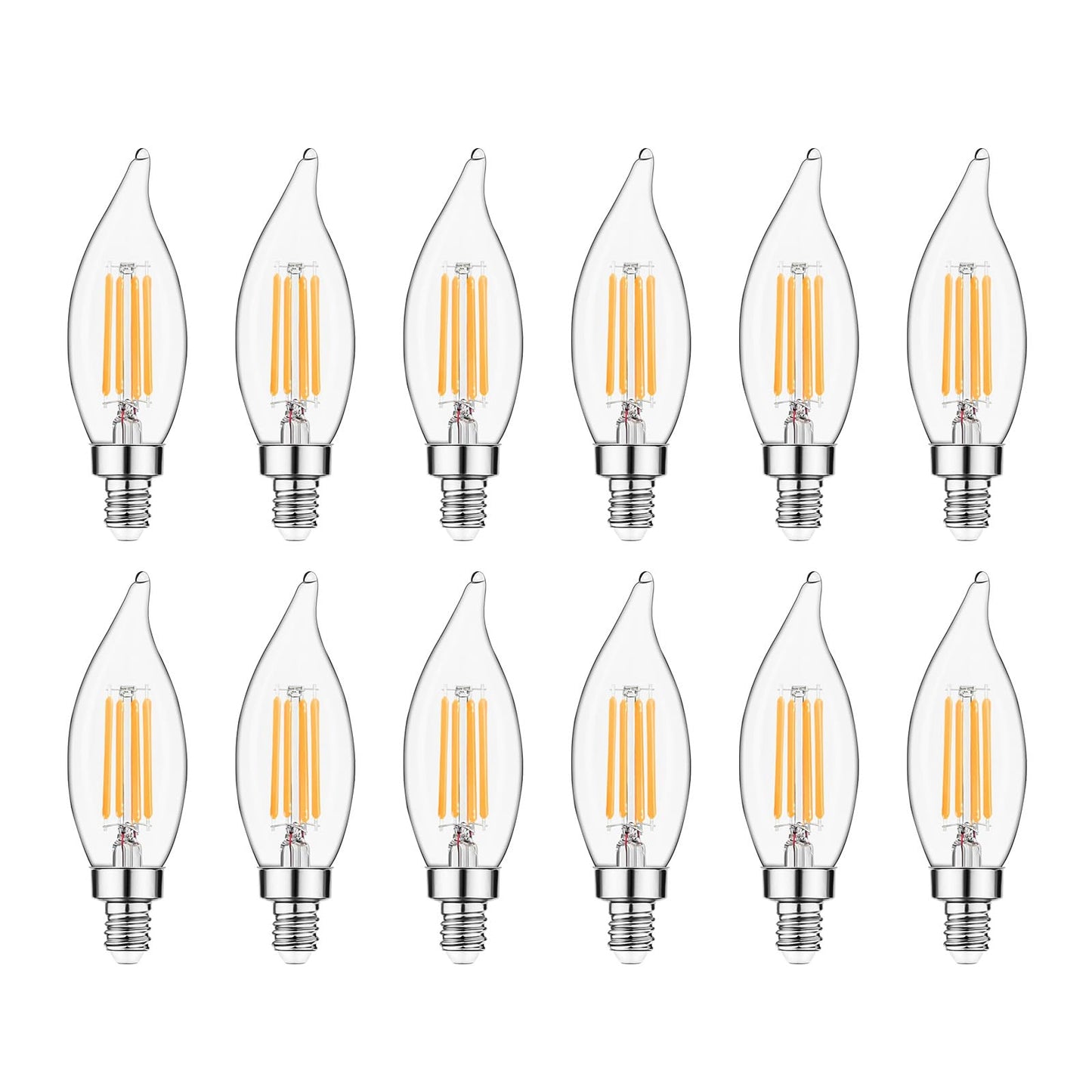 Sigalux E12 LED Bulb 60 Watt Equivalent, Dimmable Candelabra Bulb 2700K Soft White, Chandelier Light Bulbs, CA10 Candle Bulbs for Chandelier, 5W
