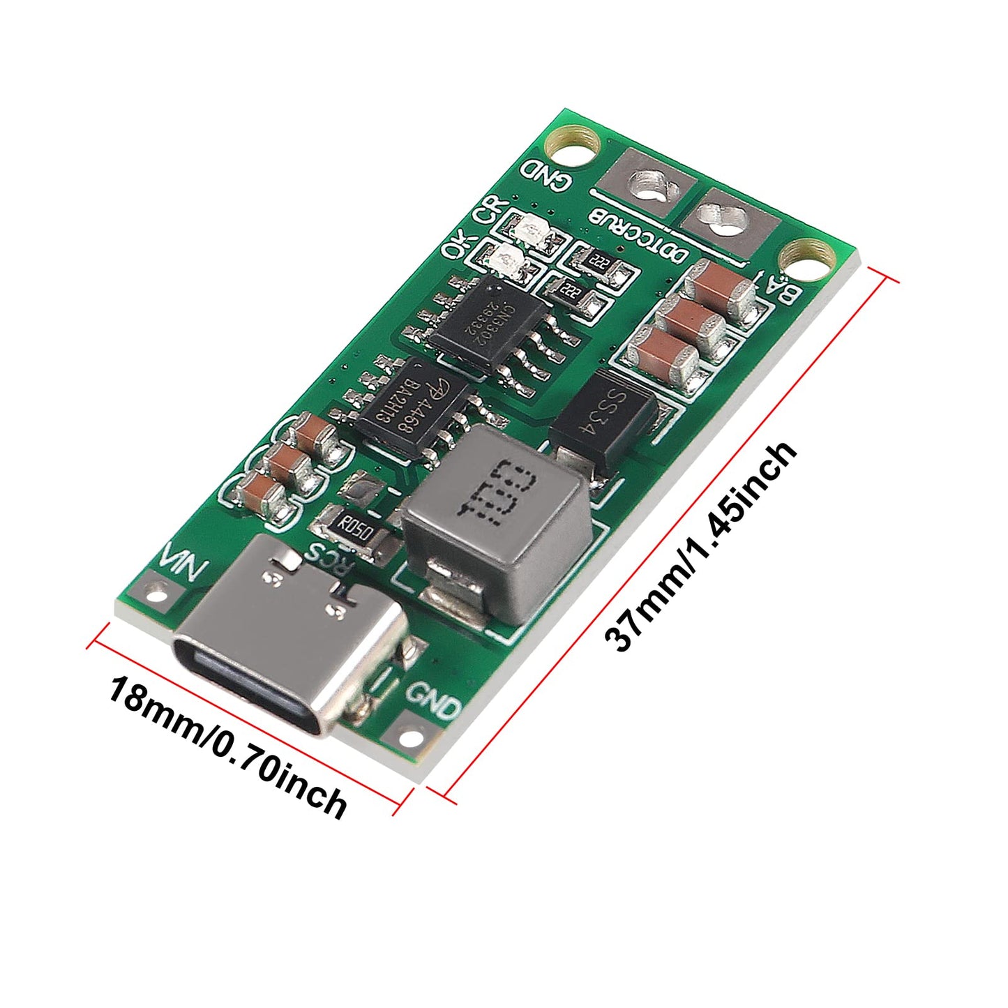 ACEIRMC 2pcs Type-C USB 2S 2A Boost Converter 8.4V 12.6V 16.8V Step-Up Power Module LiPo Polymer Lithium Battery Charging Protection Board