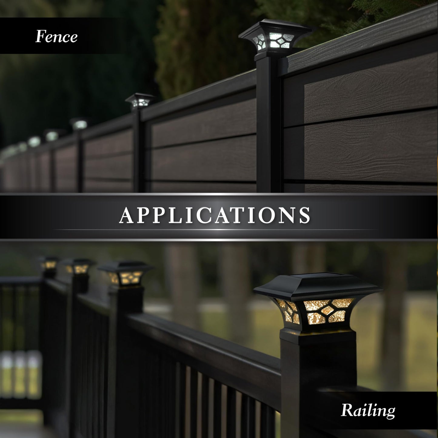 Classy Caps Kingston Solar Post Cap - Fits 2"x2", 2.5"x2.5" and 3"x3" Fence & Deck Posts - Black Cast Aluminum - Warm/Cool Light Color Modes