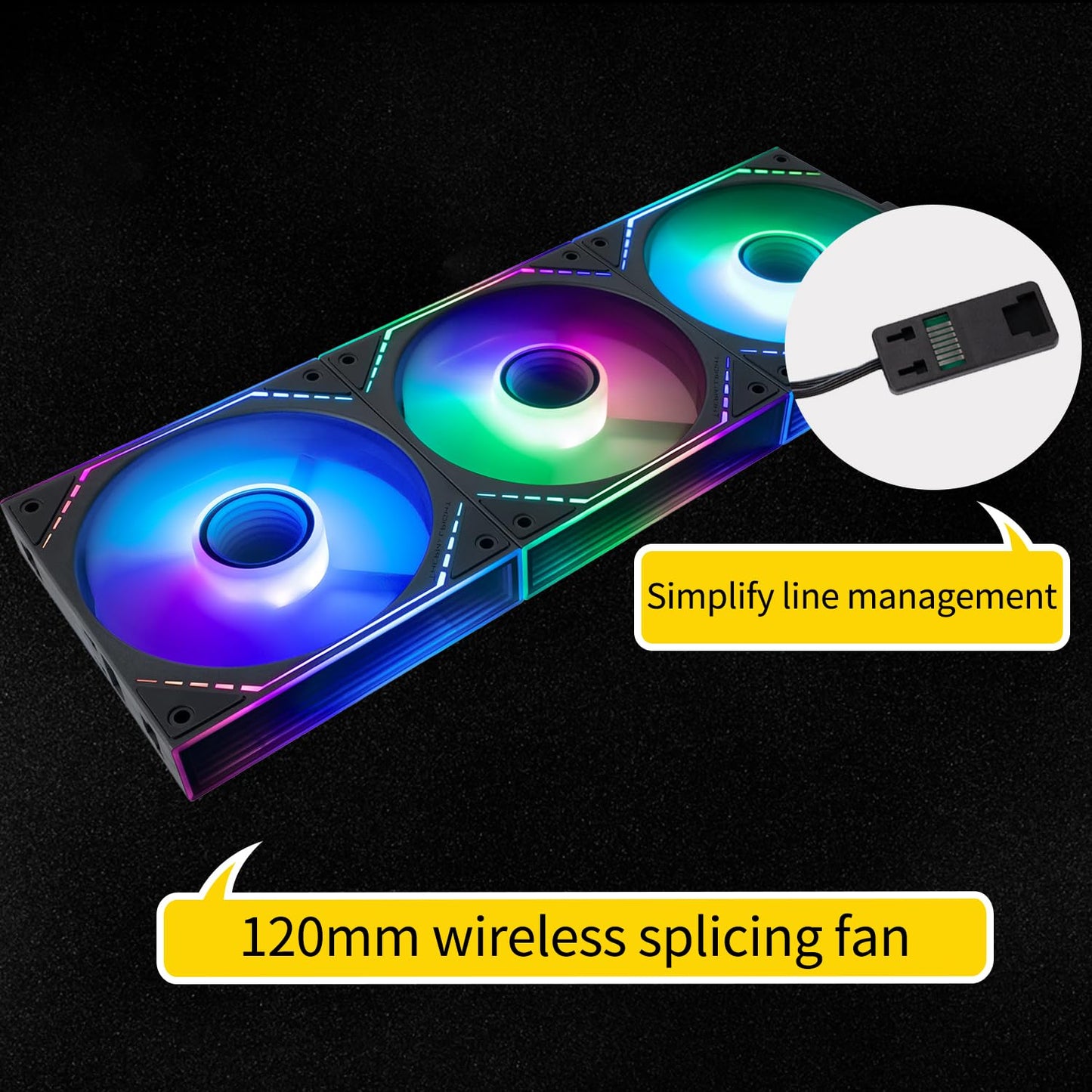 Thermalright TL-M12Q-S X3 Triple Pack ARGB Case Fan, Cable-Free Connection Between Fans, Customizable Infinity Mirror Lighting Effects,Simple Cable