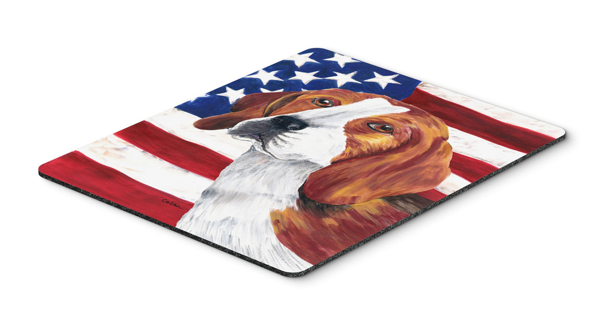 Caroline's Treasures SC9005MP USA American Flag with Beagle Mouse Pad, Hot Pad or Trivet for Home Office Gaming Working Computers Laptop Mouse