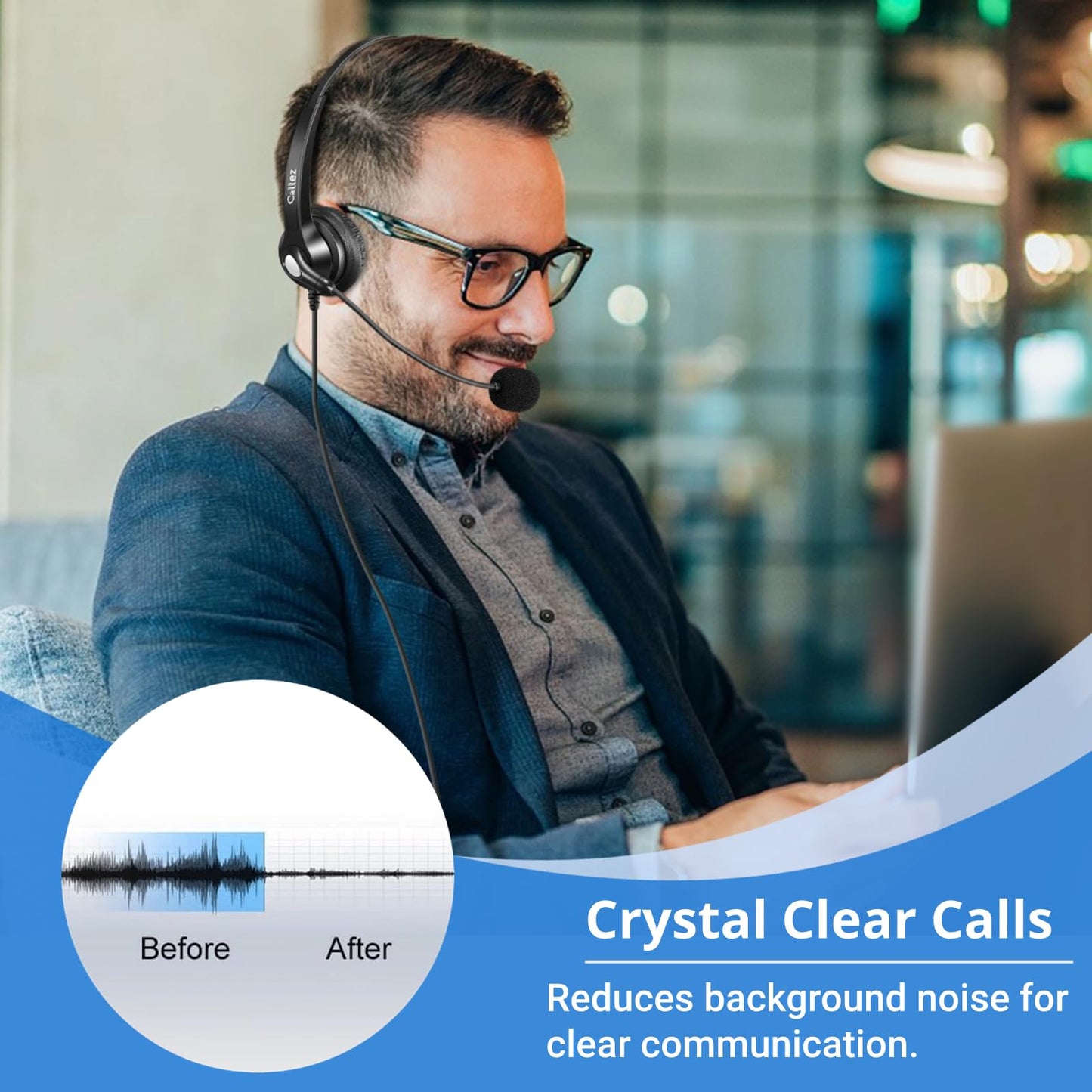 Callez Cisco Phone Headset with Mic Noise Cancelling, RJ9 Office Telephone Headset with Quick Disconnect Cord Compatible with Cisco IP Phone 7940 7942