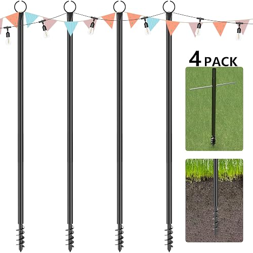 Espird String Light Poles for Outside 4 Pack, 10.5 Feet Outdoor String Lights Poles for String Lights, Backyard Patio Light Poles for Bistro Party