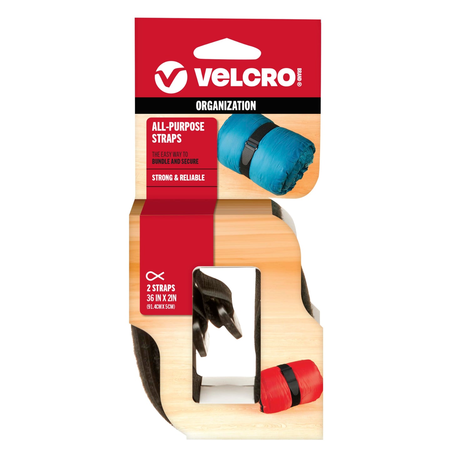 VELCRO Brand All-Purpose Straps | Strong & Reusable | Perfect for Fastening Wires & Organizing Cords | Black, 36in x 2in | 2 Count