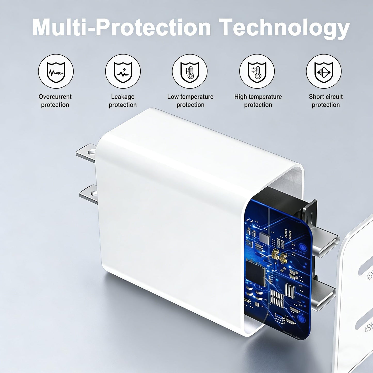 45W iPhone 17 16 Pro Max Charger Fast Charging, 2Pack Dual Port USB C Fast Charger Block with 6FT USB C to C Woven Cable for iPhone 17 Pro Max/17