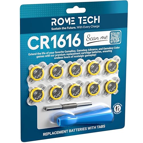 Rome Tech 3V CR1616 Batteries with Solder Tabs + Screwdriver Security Bit Set. Compatible with Silver, Emerald, Saphire, Ruby Gameboy Cartridge - CR…