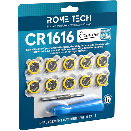Rome Tech 3V CR1616 Batteries with Solder Tabs + Screwdriver Security Bit Set. Compatible with Silver, Emerald, Saphire, Ruby Gameboy Cartridge - CR…