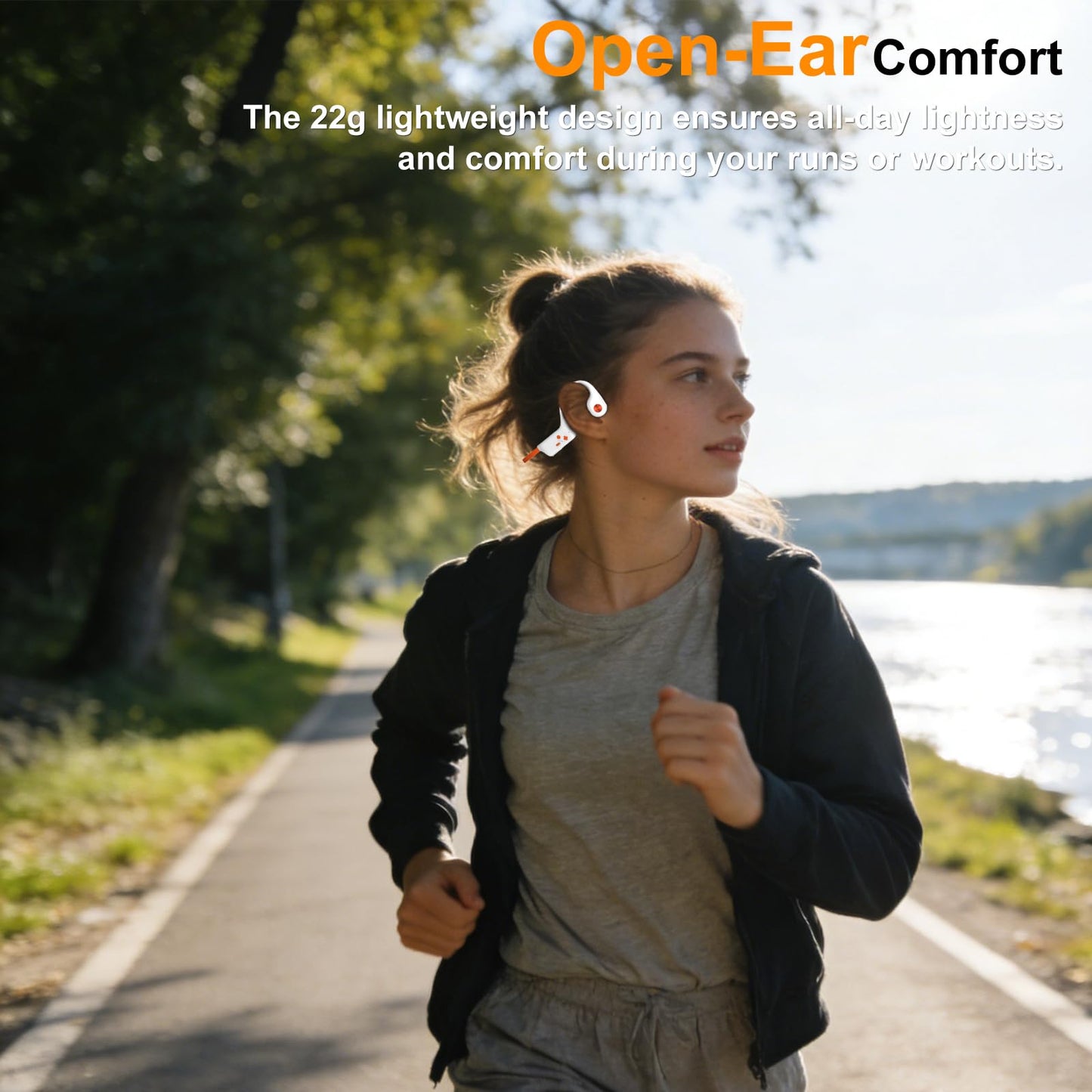 2026 Bone Conduction Bluetooth 6.0 Headphones, Open-Ear Headset with Mic, Type-C Charging, 10-Hour Battery Life, IPX5 Sweatproof, Dual-Device