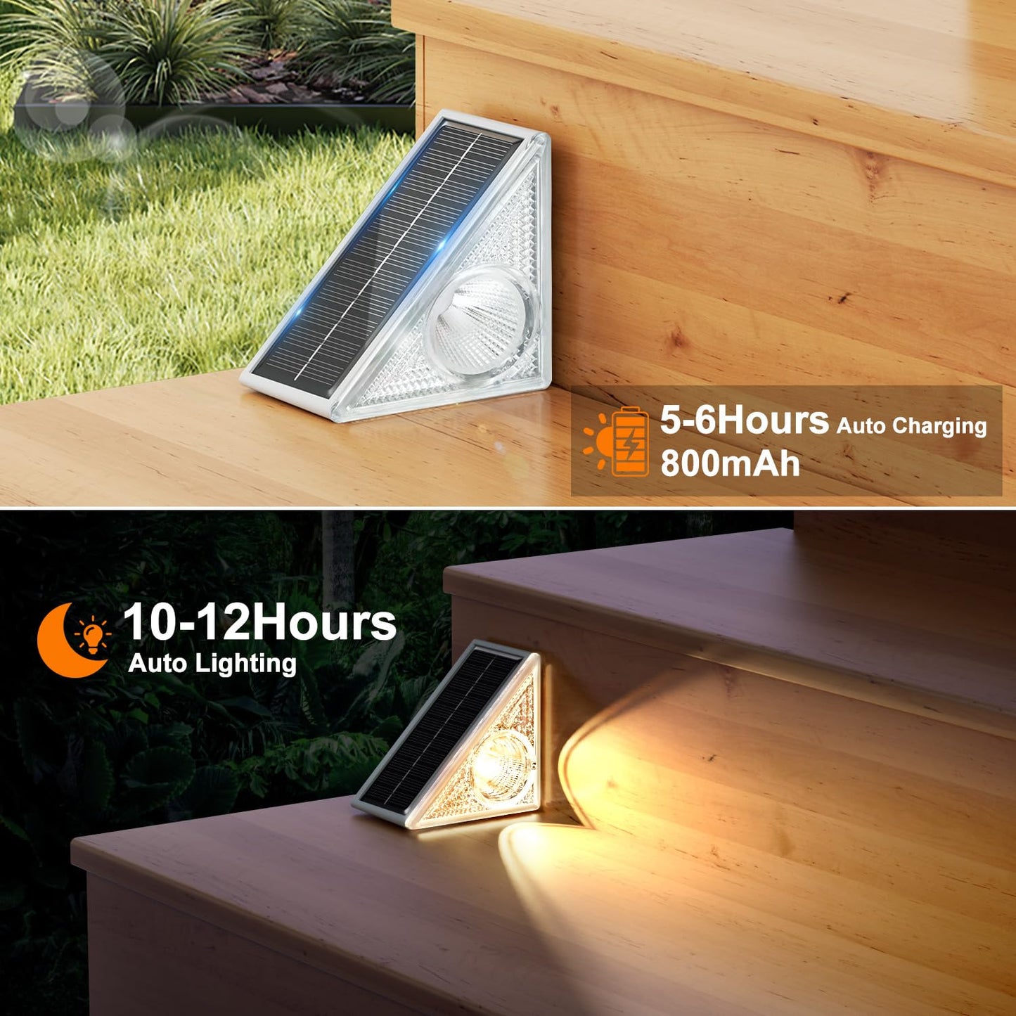 Ellasay Stair Lights Outdoor 16 Pack,10 Color Modes Solar Step Lights for Outside, Waterproof IP65 Solar Lights for Garden Stair,Patio,Deck,Yard,Front