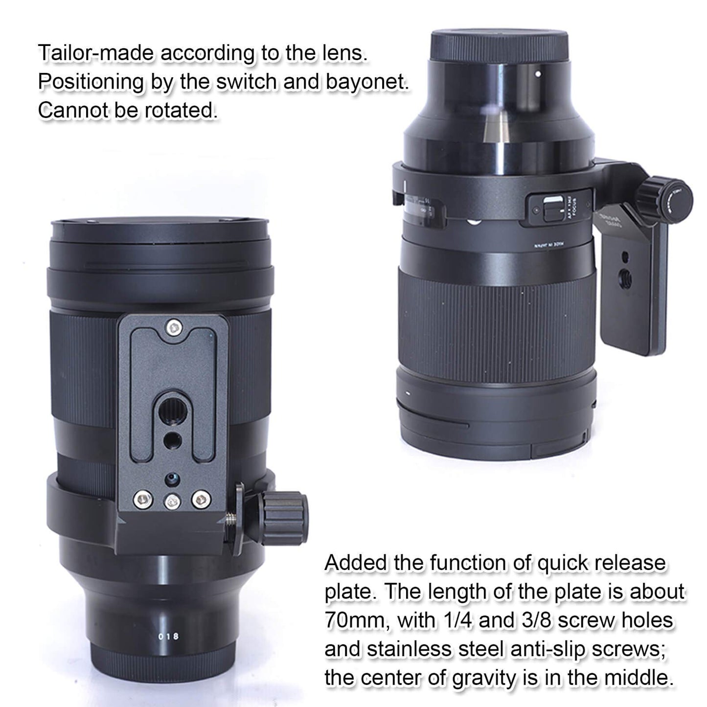 iShoot CNC Machined 82mm Tripod Mount Ring Lens Collar for Sigma 40mm f/1.4 DG HSM Art Lens, Built-in ARCA Type Quick Release Plate Compatible