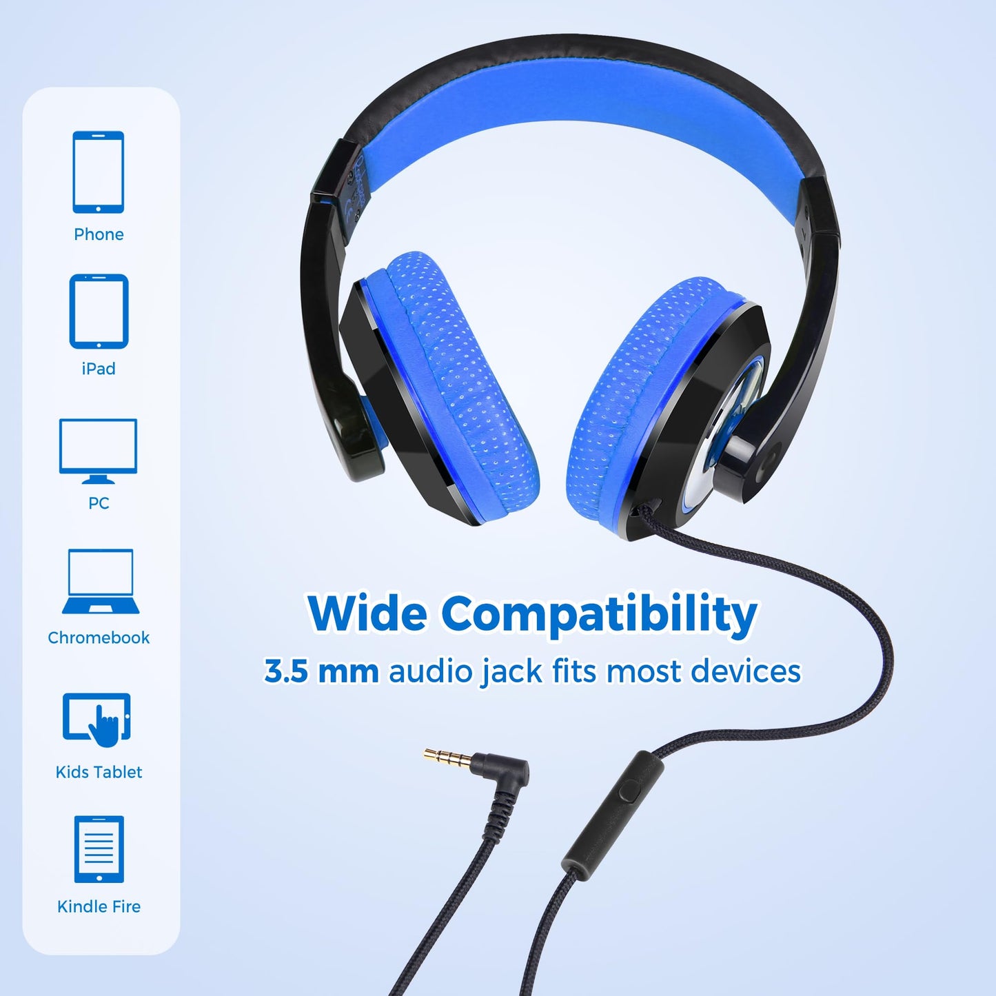 rockpapa Comfort+ Kids Headphones with Microphone, Boys Girls Student Over-Ear Headphones Wired for School Classroom Laptop PC Computer Tablet Black…