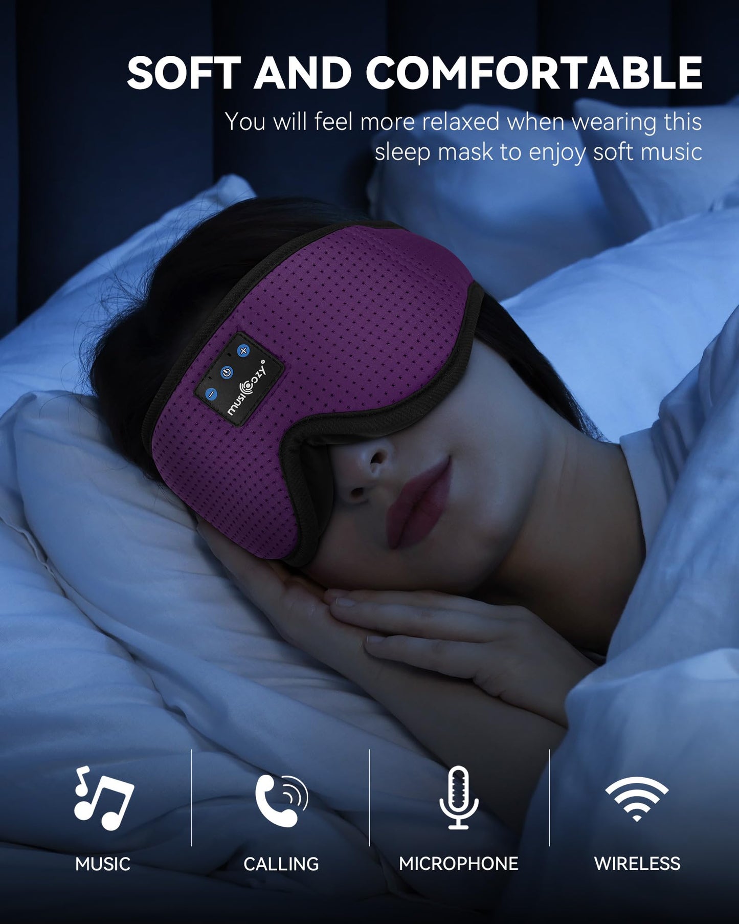 MUSICOZY 3D Sleep Headphones Mask Sleeping Headphones for Side Sleepers Eye Mask, Wireless Bluetooth Headband Headphones Cool Gadgets Unique…