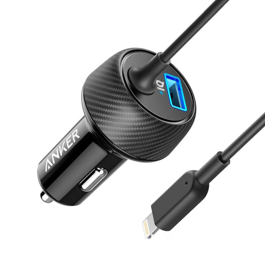 iPhone Car Charger, Anker 24W 2-Port Lightning Car Charger [MFi-Certified], with 3 ft Cable for iPhone 14 13 12 11 Pro Max mini X XS XR 8 Plus, iPad