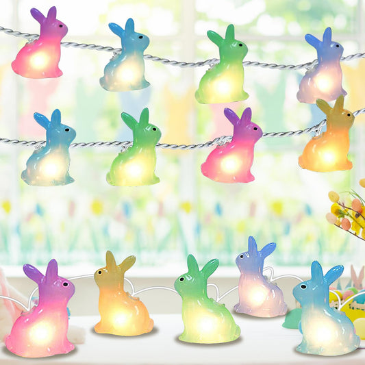 8.5FT Easter Decorations Bunny Lights, 10Pcs LED Pastel Easter Bunny Lights Plug in, Easters Light String for Spring Themed Party Garden Patio Easters