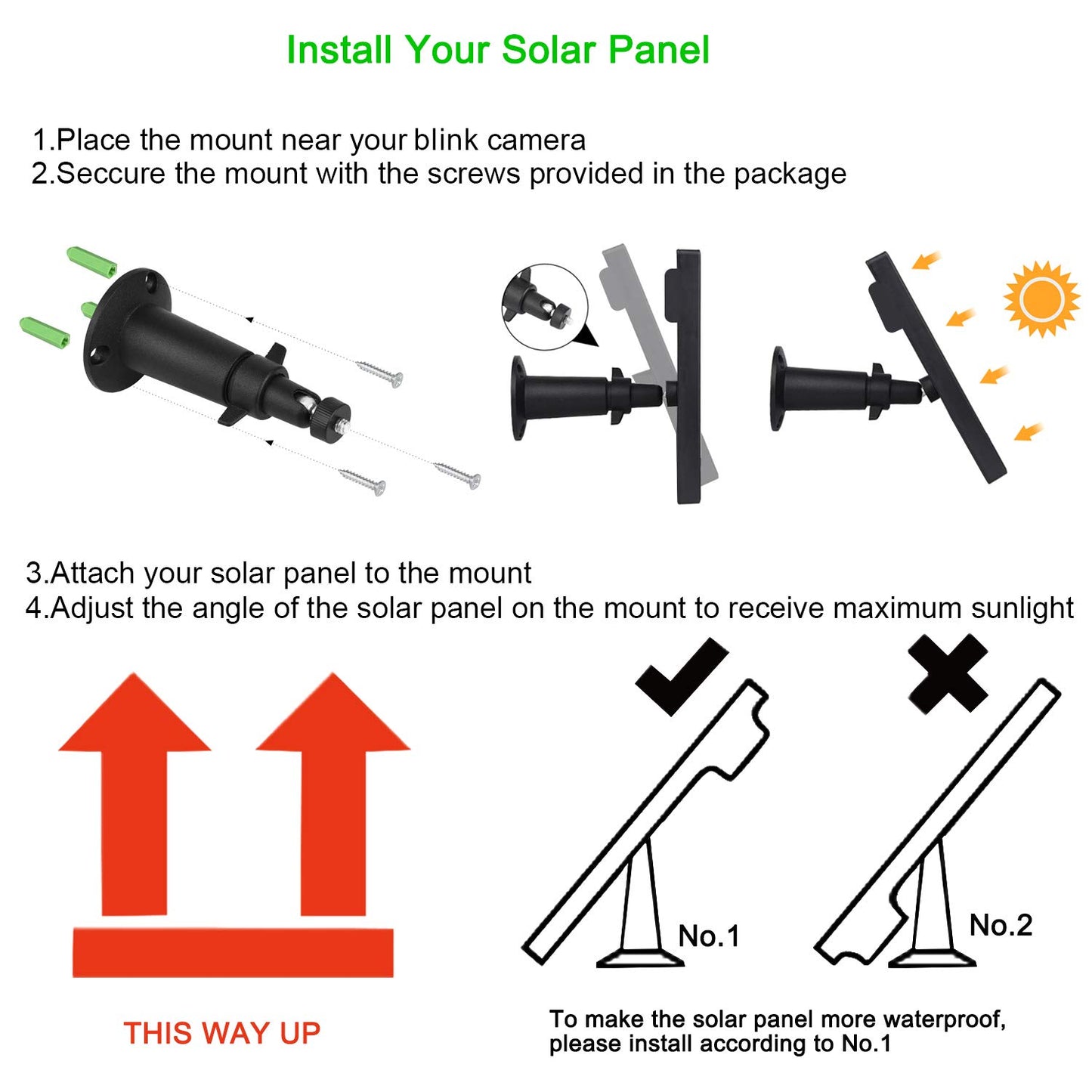 iTODOS 3 Pack Solar Panel Compatible with Blink Outdoor 4 (4th Gen)/Blink Outdoor (3rd Gen) XT3 and Blink XT/XT2 Camera,11.8Ft Outdoor Power Cable