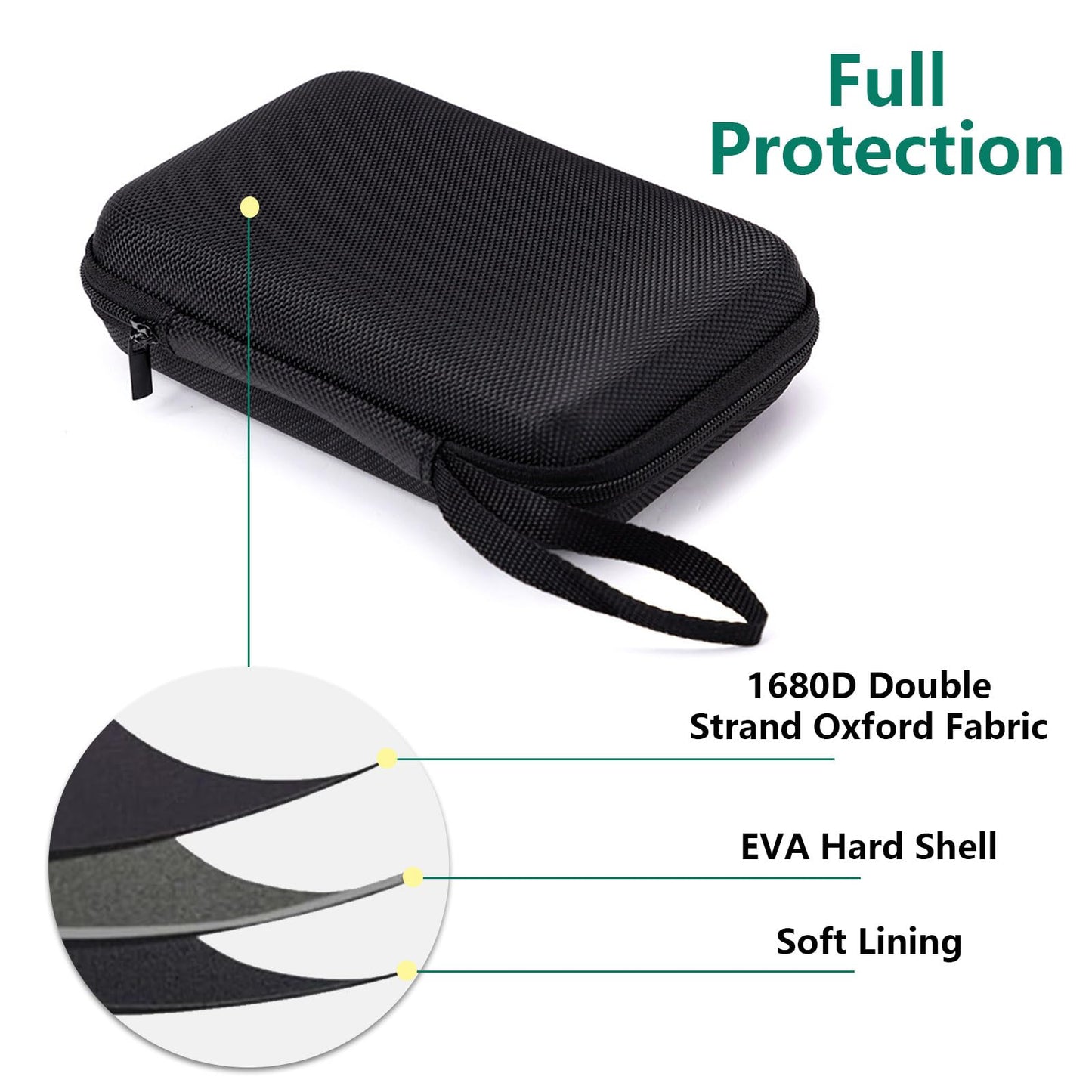Verbstel External Hard Drive Portable Carrying Case Digital Gadget Case Waterproof Black