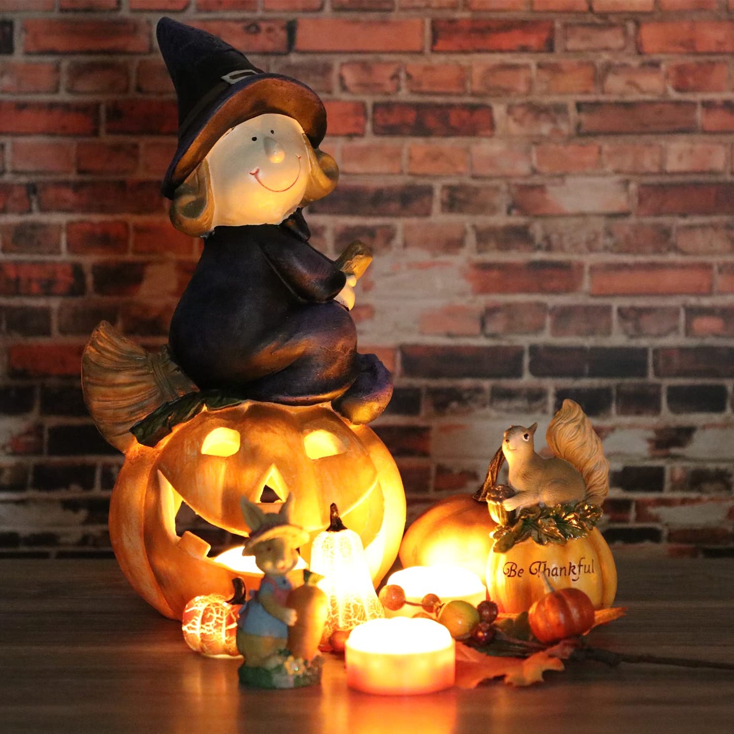 OWLBAY 4 PCS LED Pumpkin Lights with Remote Control and Timers, Bright Jack O’ Lantern Lights Battery Operated Flickering Flameless Candles