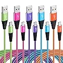 Boenoea Fast Phone Charger Android 10ft 5-Pack Long Micro USB Cable Braided Compatible with Samsung Galaxy J3 J7 S6 S7 Edge Note 4 5 LG BlackBerry
