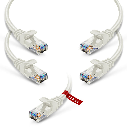 NewYork Cables Cat6 Ethernet Patch Cable 10 ft (5 Pack), Snagless Cat6 Patch Cables for Data Centers, 10Gbps, 550Mhz Ethernet Cord, Bare Copper