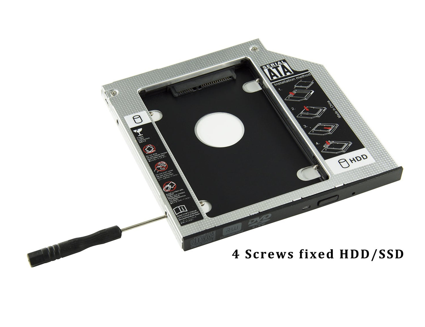 Highfine Universal 9.5mm SATA to SATA 2nd SSD HDD Hard Drive Caddy Adapter Tray Enclosures for DELL HP Lenovo ThinkPad ACER Gateway ASUS Sony Samsung