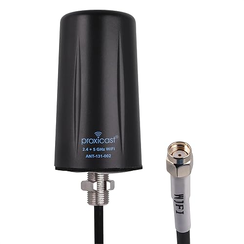 Proxicast Indoor/Outdoor Omnidirectional WiFi Antenna - Tri-Band 2.4/5.8/6 GHz - 3-5 dBi Gain - Vandal Resistant Low Profile Fixed Through-Hole Mount