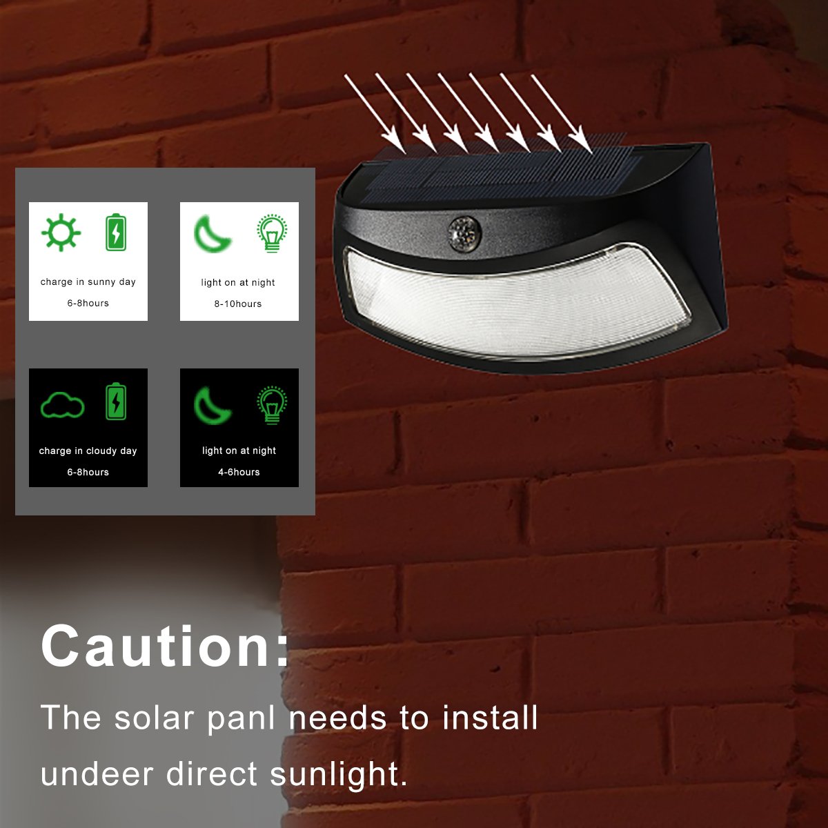 Hoshine Solar Powered Step Lights, Black, 2-Pack