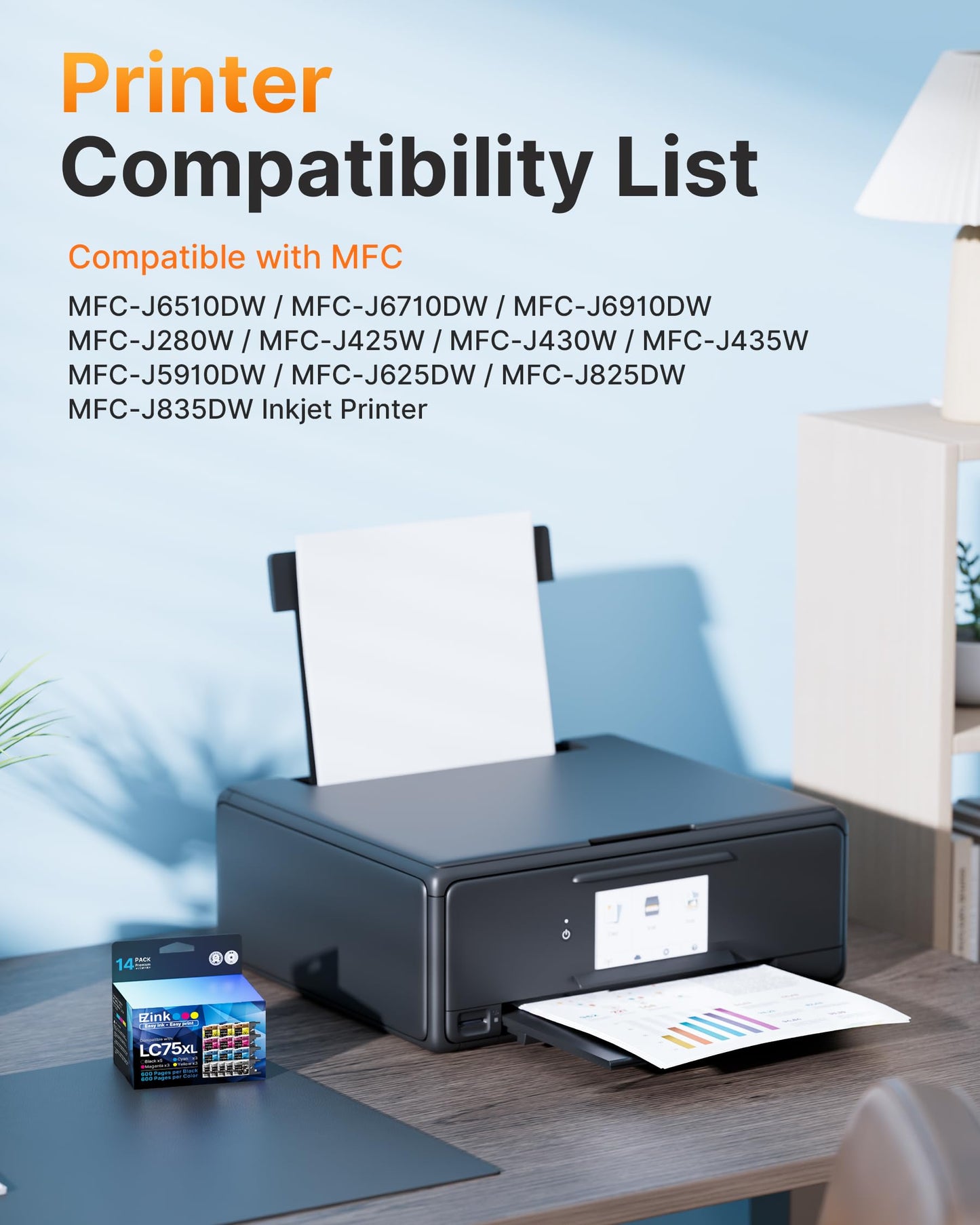 E-Z Ink Compatible Replacement for Brother LC75 LC71 Ink Cartridges 20packs