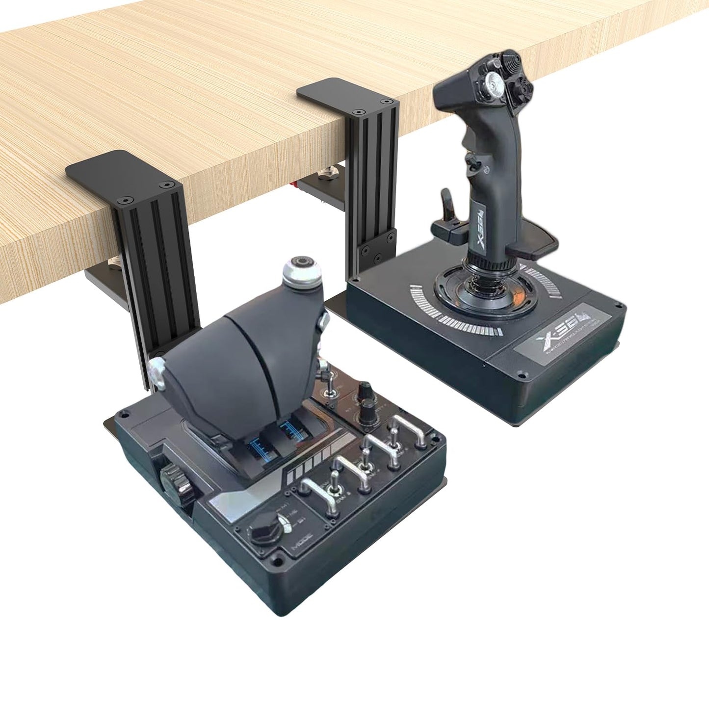 JOYORAN 2 Sets of HOTAS Desk Mounts for Flight Sim Game Joysticks, Throttles Compatible with Logitech X56/X52/X52 Pro, Thrustmaster T-Flight Hotas