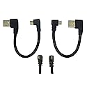 CERRXIAN 15cm 6inch Micro USB Short Cable Combo Gold Plated Left & Right Angle Micro USB 5 Pin Male to USB 2.0 Type A Left Angle Male Data Sync