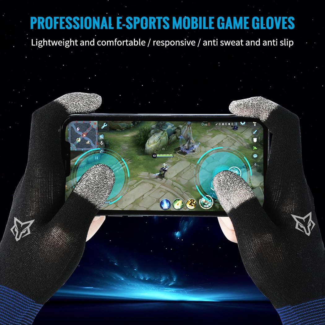 rinsfox E-Sports Sara Gaming Gloves,Game Gloves, gaming finger sleeves, Anti-Sweat Breathable, thumb sleeves for Highly Sensitive Nano-Silver Fiber
