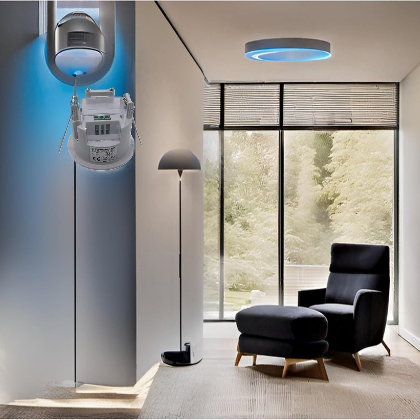 Clearhill PIR Motion Sensor, Ceiling Mount, Embedded Infrared Motion Detector, Embedded Occupancy Sensor, 360° Detection, 110V-240V, Adjustable Timer