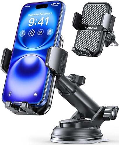 3-in-1 Car Phone Holder [122+LBS Strongest Suction & Stable Clamp Arm] 360° Adjustable Car Phone Mount, Cell Phone Holders for Your Car for Dashboard