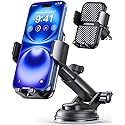 3-in-1 Car Phone Holder [122+LBS Strongest Suction & Stable Clamp Arm] 360° Adjustable Car Phone Mount, Cell Phone Holders for Your Car for Dashboard